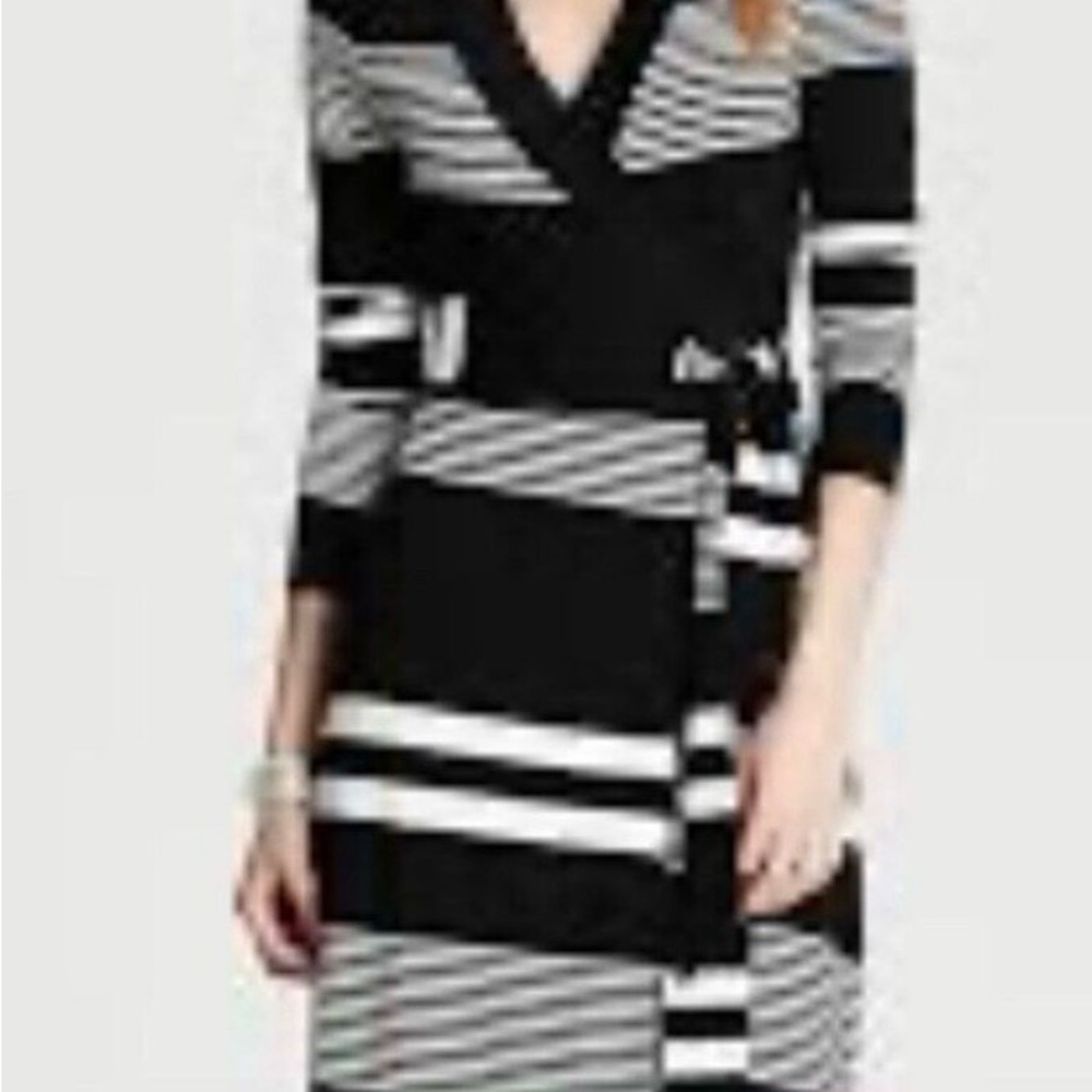 Banana Republic/ Dress Black and White Striped Wrap Dress Size XS